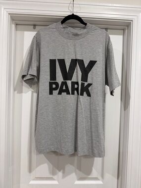 IVY PARK Heather Gray Tee with Black Logo